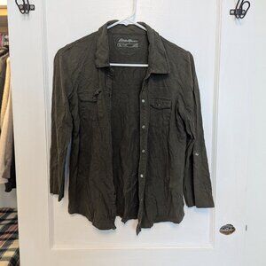 Eddie Bauer button down 3/4 sleeve shirt, Small